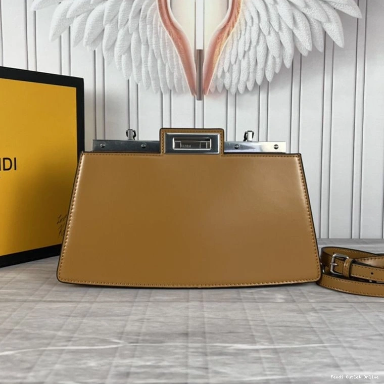 Affordable Fendi Peekaboo Medium Brown Leather In Bag Calf Cut 0718